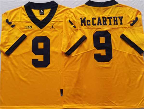 Mens Michigan Wolverines #9 McCARTHY Yellow Stitched Jersey